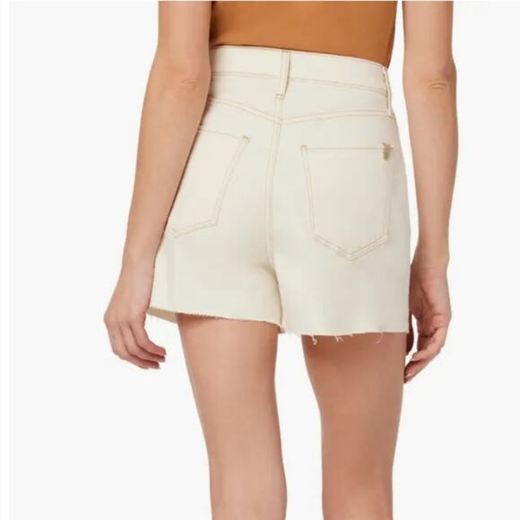 Joe's Jeans High Waisted Pleated Raw Hem Denim Shorts Natural A-Line 31 - Picture 4 of 14